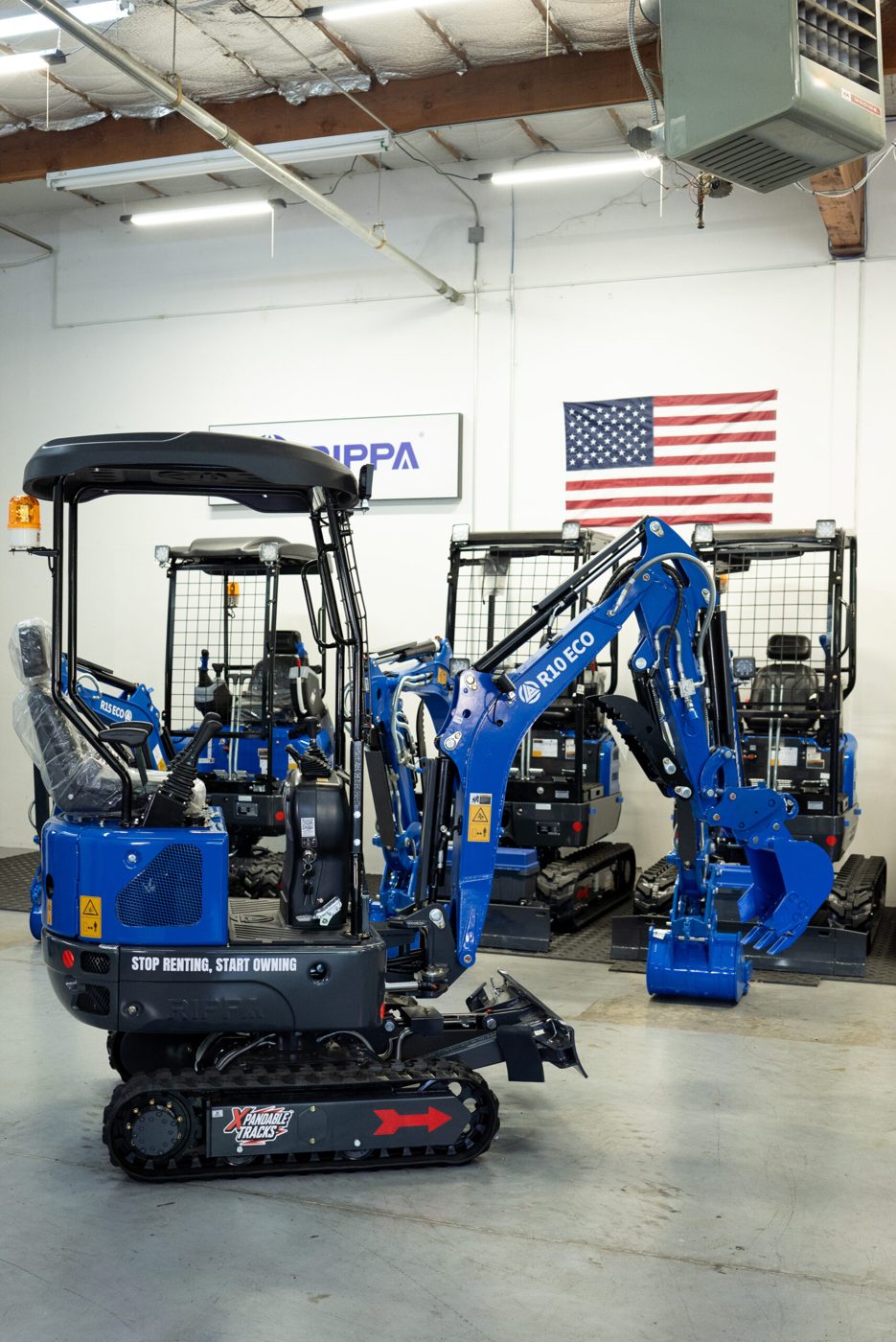 Rippa R10 Eco mini excavator in the showroom